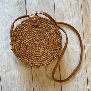 Urban Outfitters Round Rattan/Leather Bag